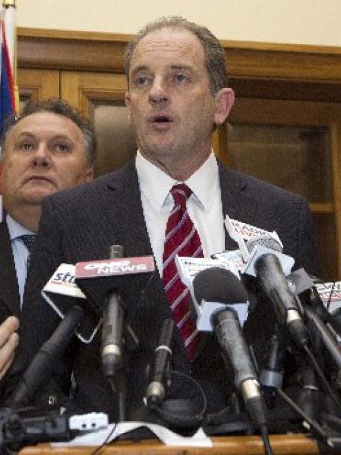 David Shearer announces at Parliament yesterday his decision to stand down as leader of the...