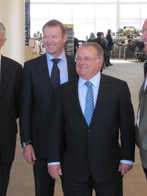 Deal brokers (from left) Queenstown Airport Corporation chief executive Steve Sanderson,...