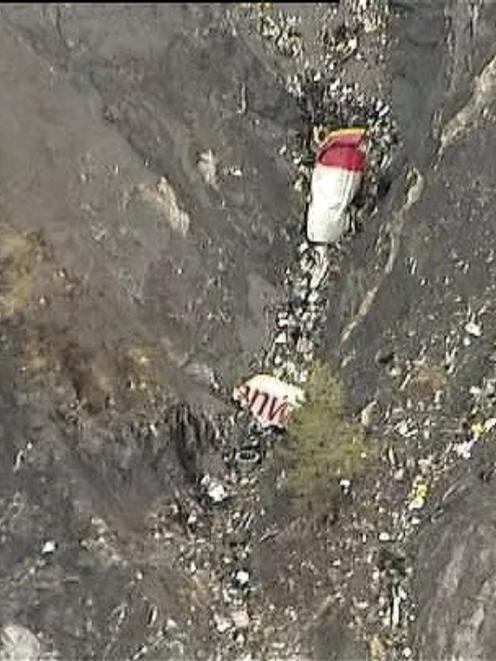 Debris from an Airbus A320 is seen in the mountains, near Seyne-les-Alpes, March 24, 2015 in this...