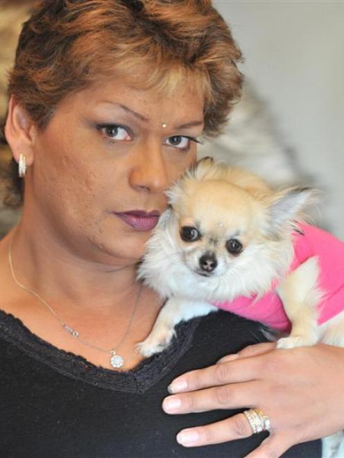 Denise Gordon-Glassford and her dog Floss at her home in North Taieri. Photo by Linda Robertson.