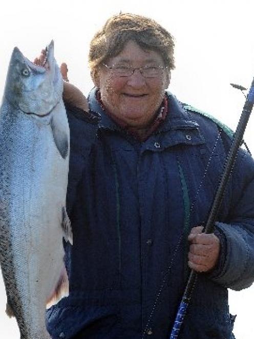 Denise Lukey, of Westport, with her first salmon in five years, a 6kg specimen landed off the...