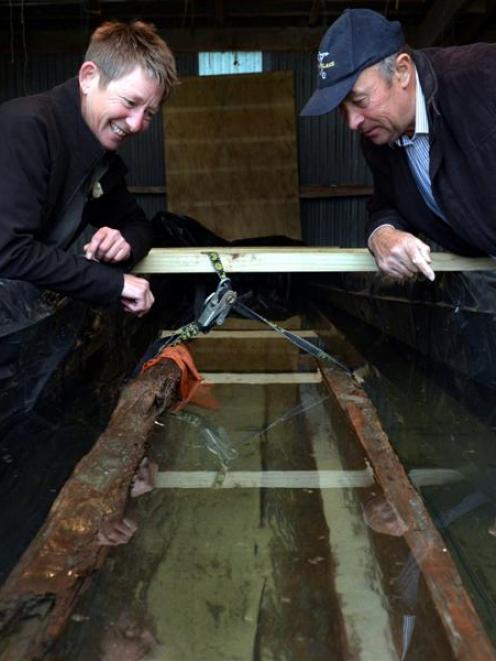 Department of Conservation historic technical adviser  Shar Briden (left) and Otakou runanga...