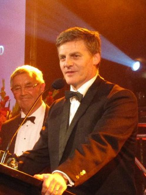 Deputy prime minister Bill English speaks as he presents the Queenstown Chamber Of Commerce...