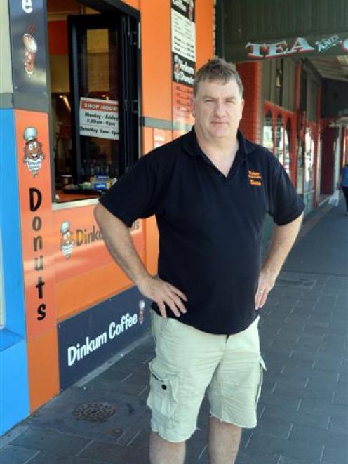 Dinkum Donuts owner Shane Ayers outside his new South Dunedin shop. Photo by Stephen Jaquiery.