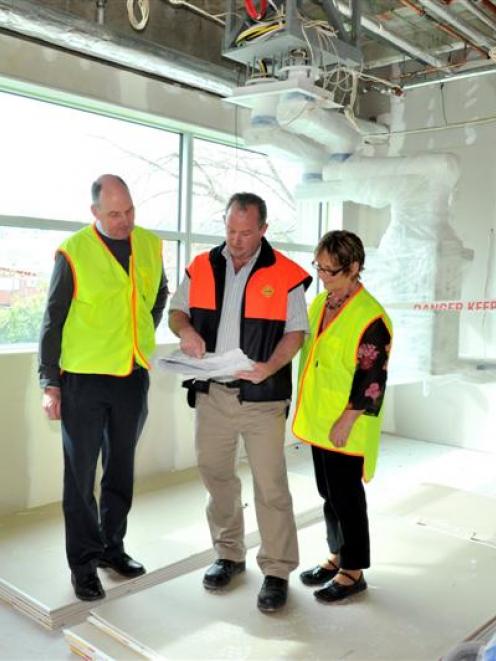 Dr David Barker (left), Andy Syme and Linda Moir in Dunedin Hospital's new neonatal wing this...