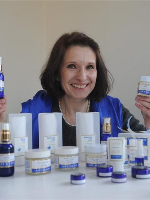 Dr Fernanda da Silva Tatley with some of her Azurlis skin-care products. Photo by Peter McIntosh.