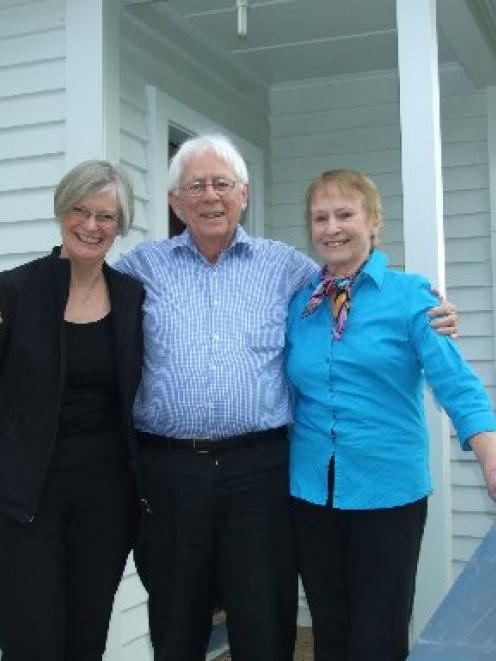 Dr Jim Collins flanked by wife Margaret (right) and practice nurse Jeannette Blair (left) outside...