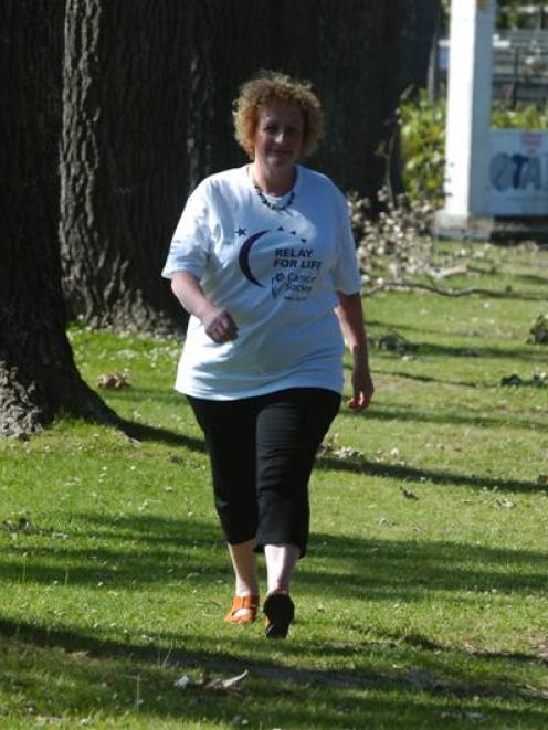 Dr Sue Walthert prepares for Saturday's Relay for Life at Logan Park. Photo by Jane Dawber.
