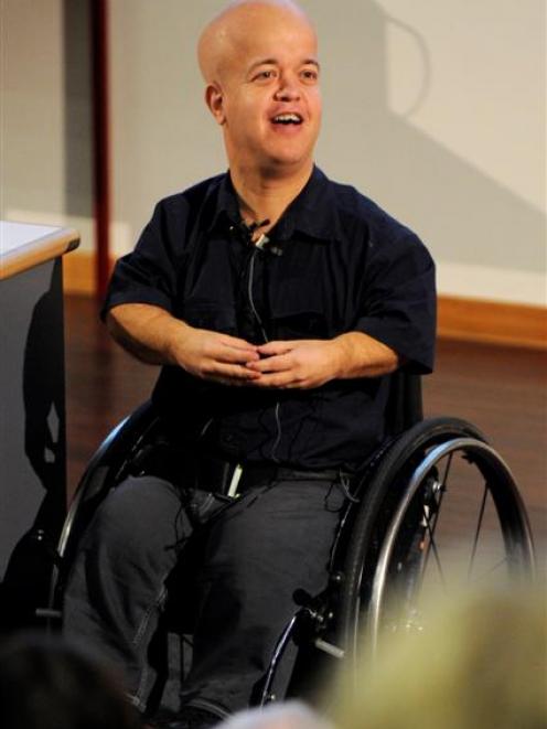 Dr Tom Shakespeare addresses the Every Body In conference in Dunedin. Photo by Gerard O'Brien.