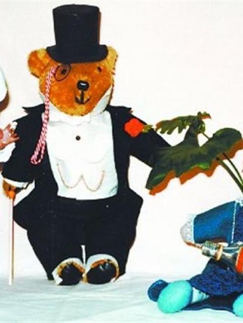 Dressed in their glad rags, Playschool toys Manu, Big Ted and Jemima party off-screen. Photo by...