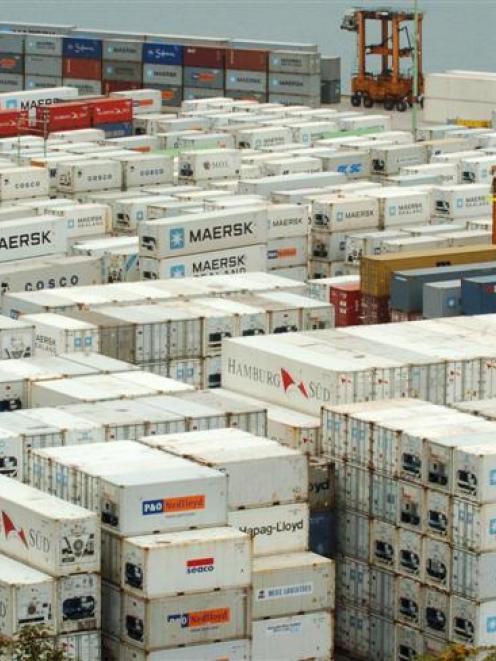 Due to a shortage of shipping space, containers are regularly being left on Port Chalmers wharves...