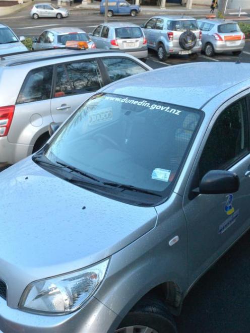 Dunedin City Council vehicles. Photo by ODT.