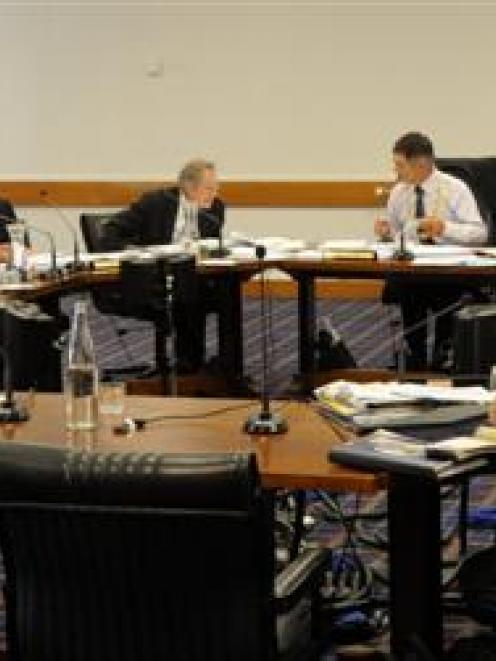 Dunedin city councillors debate capital expenditure plans yesterday. Photo by Gregor Richarson.