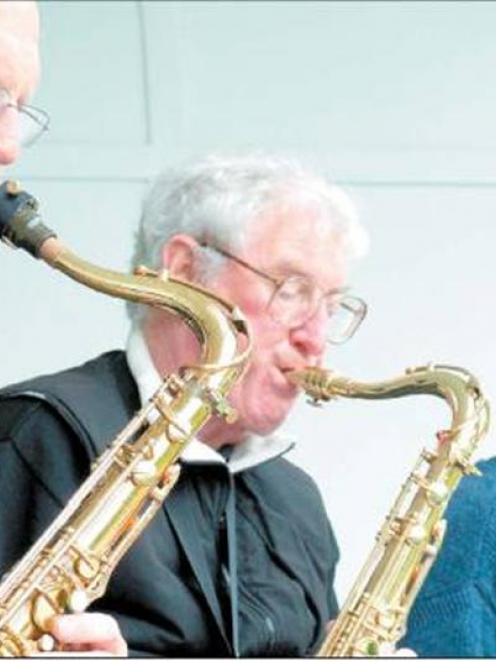 Dunedin City Slickers saxophonists (from left)Ewen Boutcher, Eddie Gillies and Lin Knox playing...