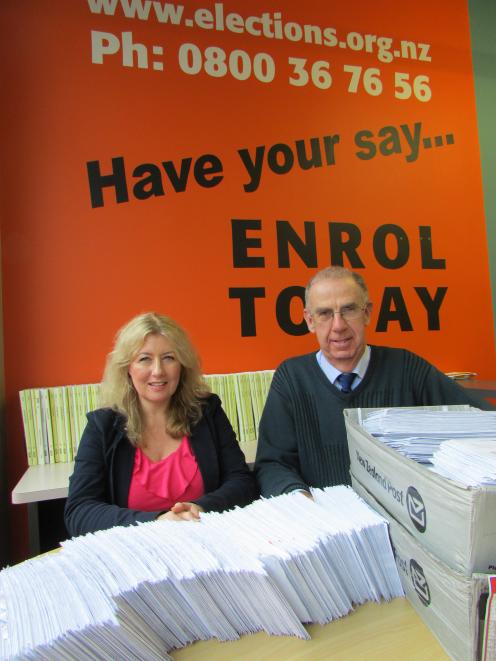 Dunedin Electoral Office enrolment assistant Sandra Reeves  and Dunedin deputy registrar of...
