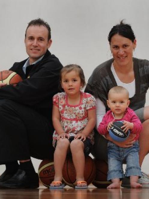 Dunedin family (from left) Markham, Kiana (3), Southern Steel netballer Jodi and Aria (9 months)...
