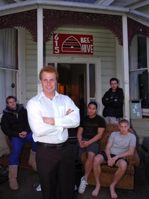Dunedin flatmates (from left) Tim Fraser (19), Sam Cole (20), Suha Park (19), Tom Mules (20) and...