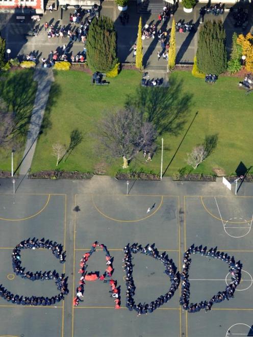 Dunedin high school pupils  show their support at Otago Girls' High School for Students Against...
