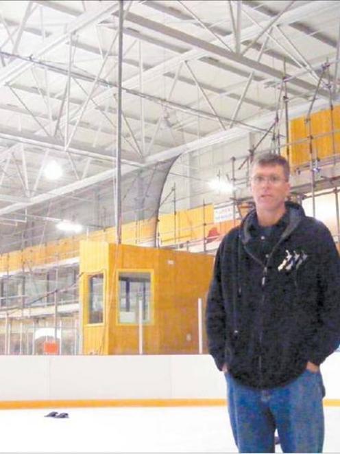 Dunedin Ice Stadium duty manager Reece Akin stands in front of the mezzanine area being...