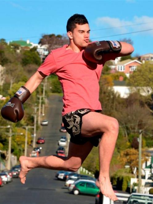 Dunedin kickboxer Nick Aretema is excited about an upcoming trip to Brazil. Photo Stephen Jaquiery.