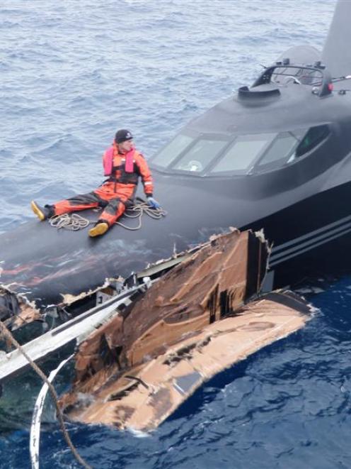 Dunedin man Brad Latimer on board the sinking Ady Gill last January.