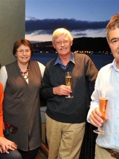 Dunedin Mayor Dave Cull celebrates his re-election with Greater Dunedin councillors (from left)...