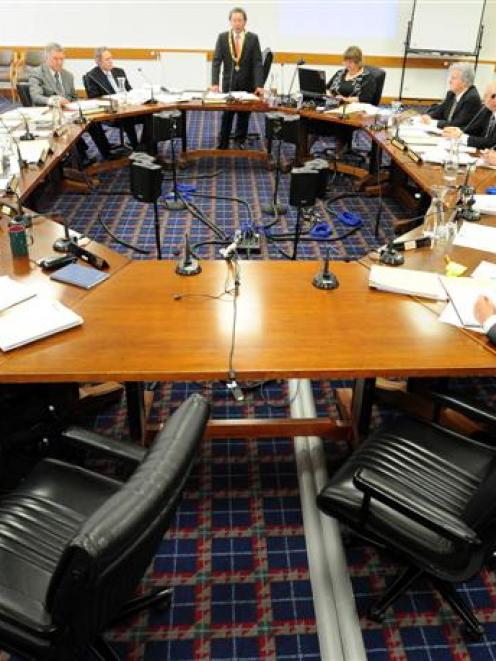 Dunedin Mayor Peter Chin fires a parting volley at his critics while addressing councillors near...