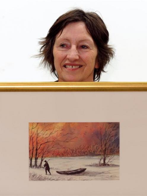 Dunedin Public Art Gallery curator Lynda Cullen with <i>Pool at Cobtree Hill</i>, inspired by...