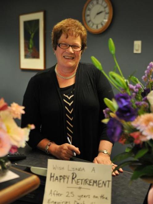 Dunedin Public Hospital receptionist Lynda Short is retiring after 25 years with the hospital....