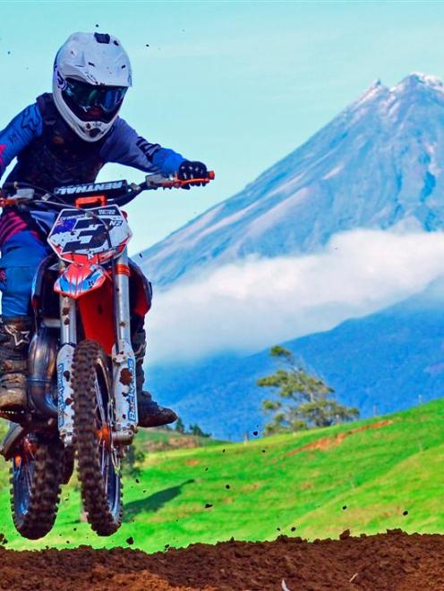 Dunedin rider Grason Veitch competes in the New Zealand junior motocross championships near New...