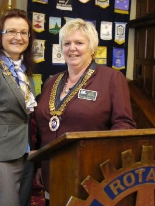 Dunedin Rotary Club president Jackie St John and Rotary district 9980 governor Trish Boyle at a...