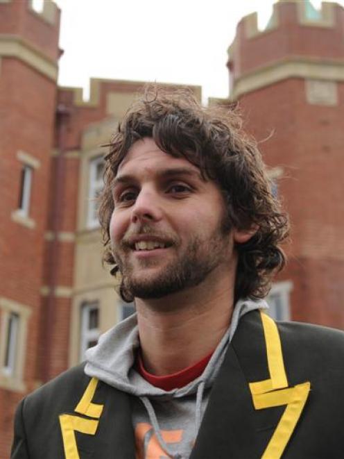 Dunedin Thunder goaltender Aaron Bryant outside Selwyn College this week. Photo by Stephen Jaquiery.