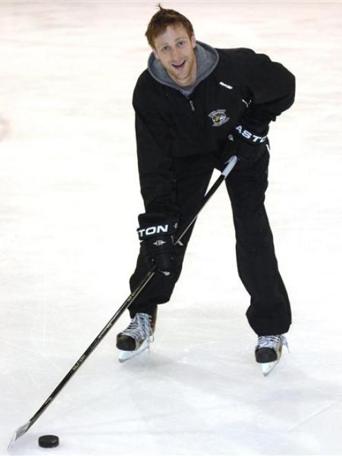Dunedin Thunder Ice Hockey team import JP Bertrand, on the ice rink at Dunedin Ice Stadium this...