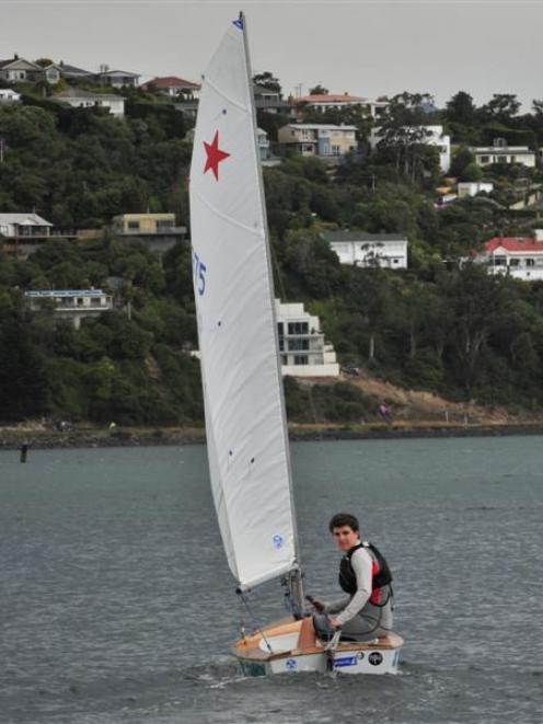 Dunedin yachtsman Fletcher Meyer on  Otago Harbour. Photo by Jane Dawber.