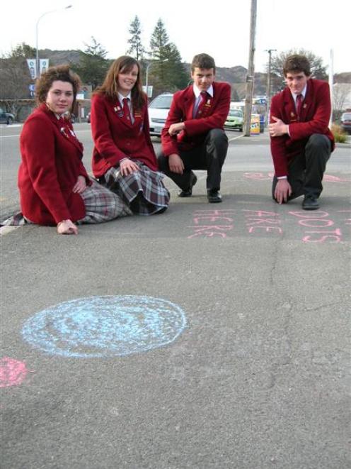 Dunstan High School pupils (from left) Clara Pau (18), Emily Campbell (18), Blake Luff (17), and...