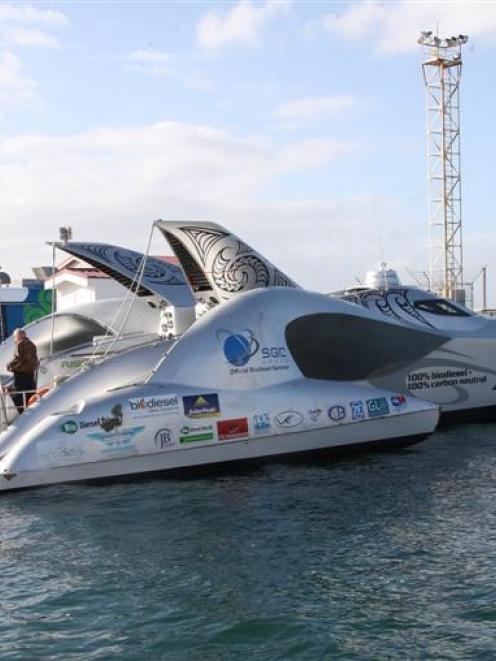 Earthrace at Bluff wharf. Photo NZPA.