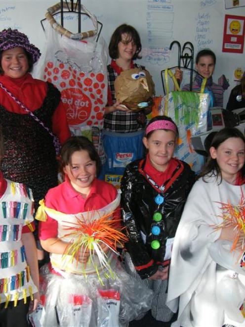 East Gore Primary School pupils (back, from left) Judith Fittes, Brittany McEwan, Shania Cleland,...