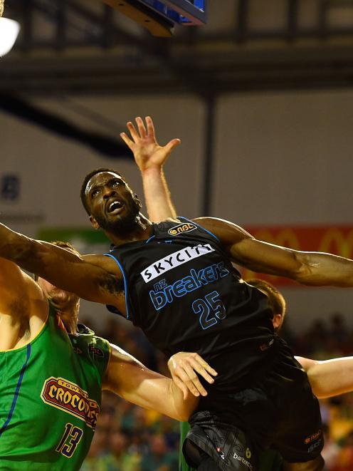 Ekene Ibekwe in action for the Breakers against the Townsville Crocodiles.  Photo by Getty Images