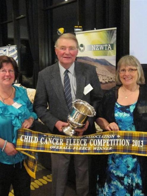 Elaine Horn (left) and Christine Donovan, from the Child Cancer Foundation, flank Child Cancer...