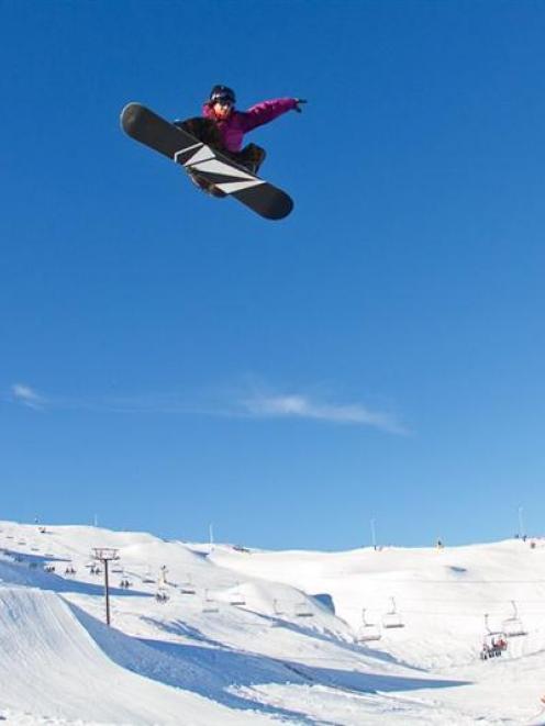 Electric Hip snowboarding big air winner Will Jackways, of Wanaka, takes off during the...