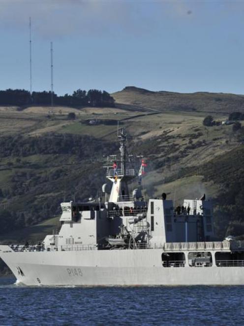 HMNZS Otago in Otago Harbour earlier this year. Photo ODT Files.