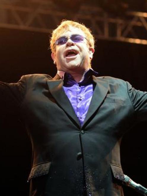 Elton John at Forsyth Barr Stadium on Friday. Photo by Craig Baxter.