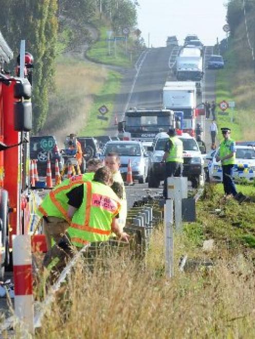 Emergency services at the scene of the crash.