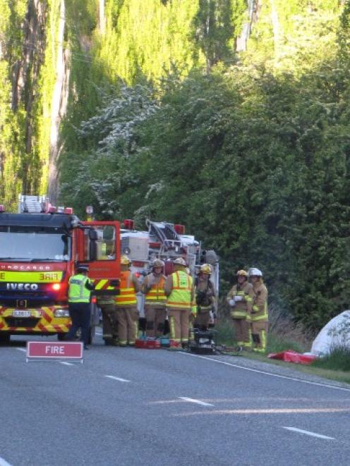 Emergency services attend a fatal crash on Malaghans Rd between Queenstown and Arrowtown this...