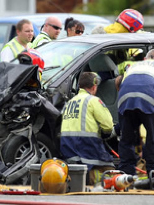 Emergency services attend a serious crash in Ngongotaha this afternoon Photo: Rotorua Daily Post