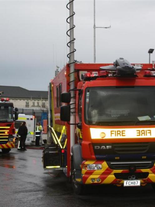 Emergency services turn out at Invercargill Prison, where some staff were decontaminated...