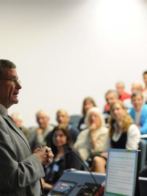 Emeritus Professor Robert Beaglehole speaks at the University of Otago at the weekend. Photo by...