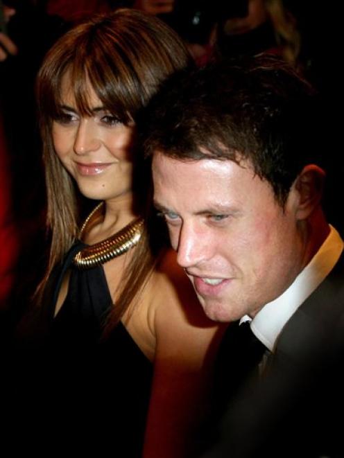 England international soccer player Wayne Bridge and Vanessa Perroncel are shown in this 2008...