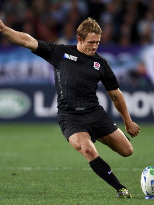 England's Jonny Wilkinson attempts a penalty kick during their Rugby World Cup Pool B match...