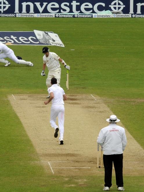 England's Matt Prior catches New Zealand's Trent Boult as England wins the second test. REUTERS...